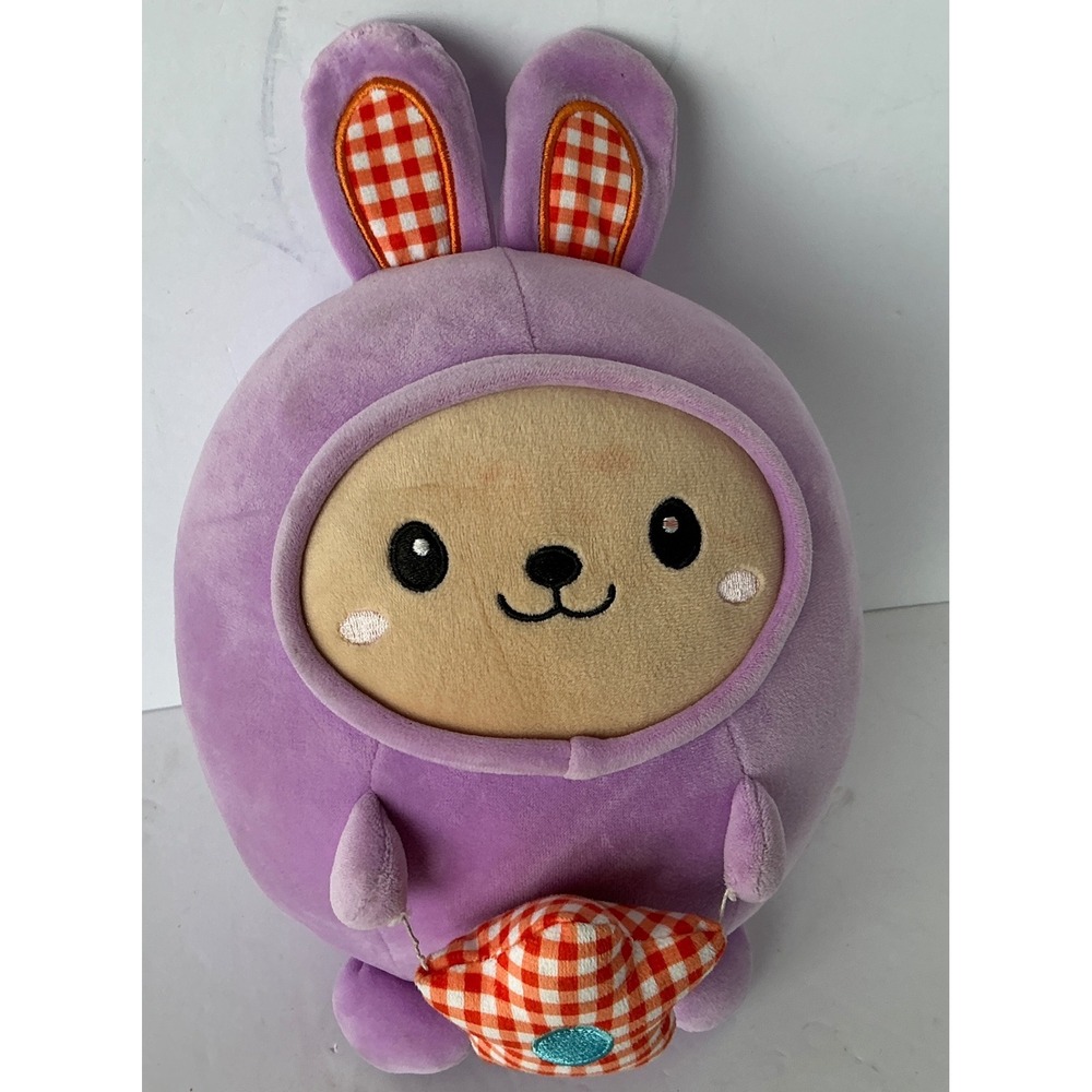 Linzy Toys Smoochy Pals Purple Bunny Plush Soft Squishy 8 Inch Gingham Star Hood